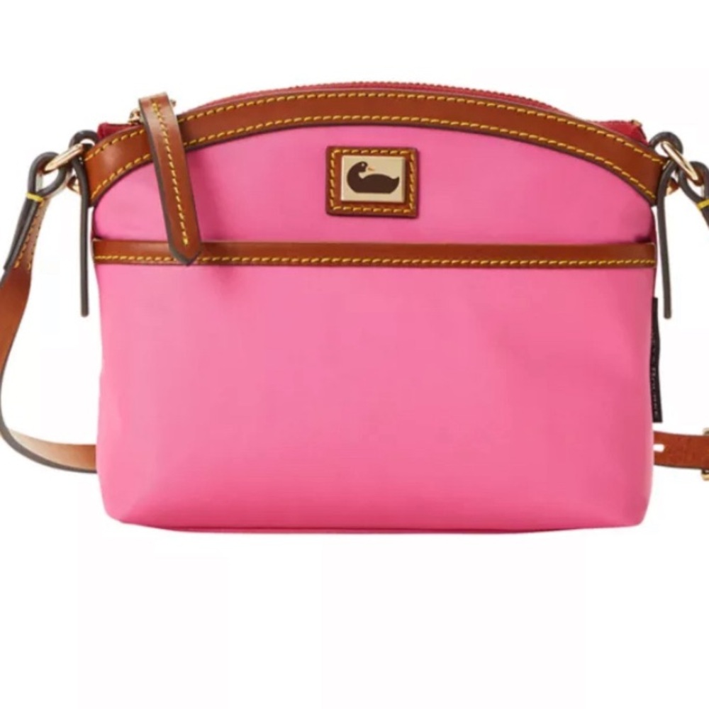 NEW! Dooney & Bourke Pink and Tan Crossbody Bag